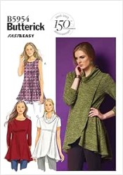 5954 BUTTERICK EASY CLOSE FIT FLARE PULLOVER SHAPED TUNIC KNITS PATTERN XS-M 4-14 or LG - XXL Choice Uncut